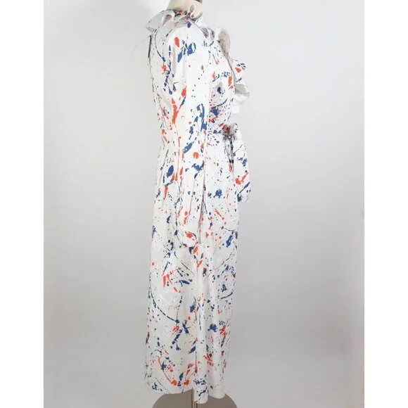 New Ralph Lauren Collection Anakin dress 10 stretch linen paint splatter $2790 - Picture 7 of 13